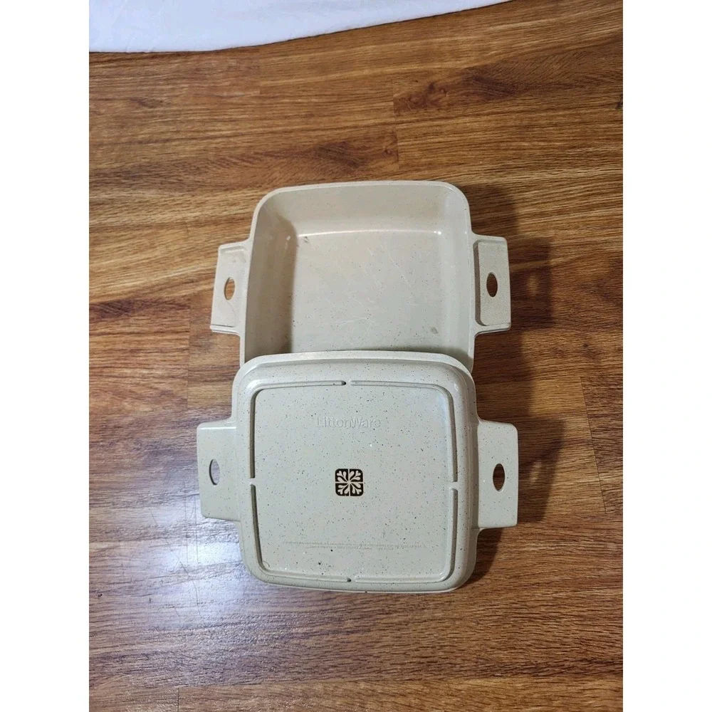 LittonWare Oven - Microwave Cookware Casserole Square 39275 Divided Lid 39274 #3